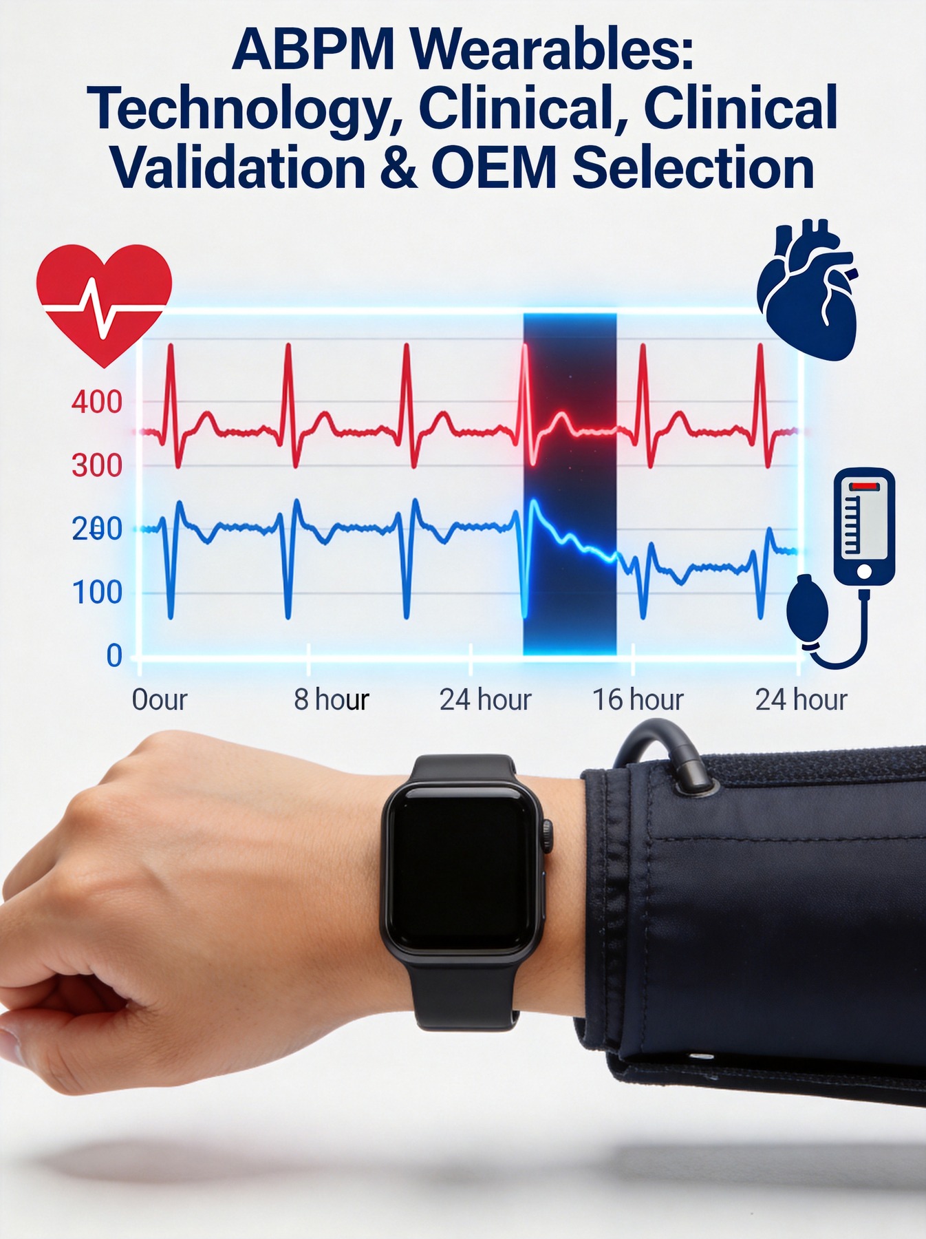 ABPM Wearable Smartwatch with 24-Hour Blood Pressure Curve