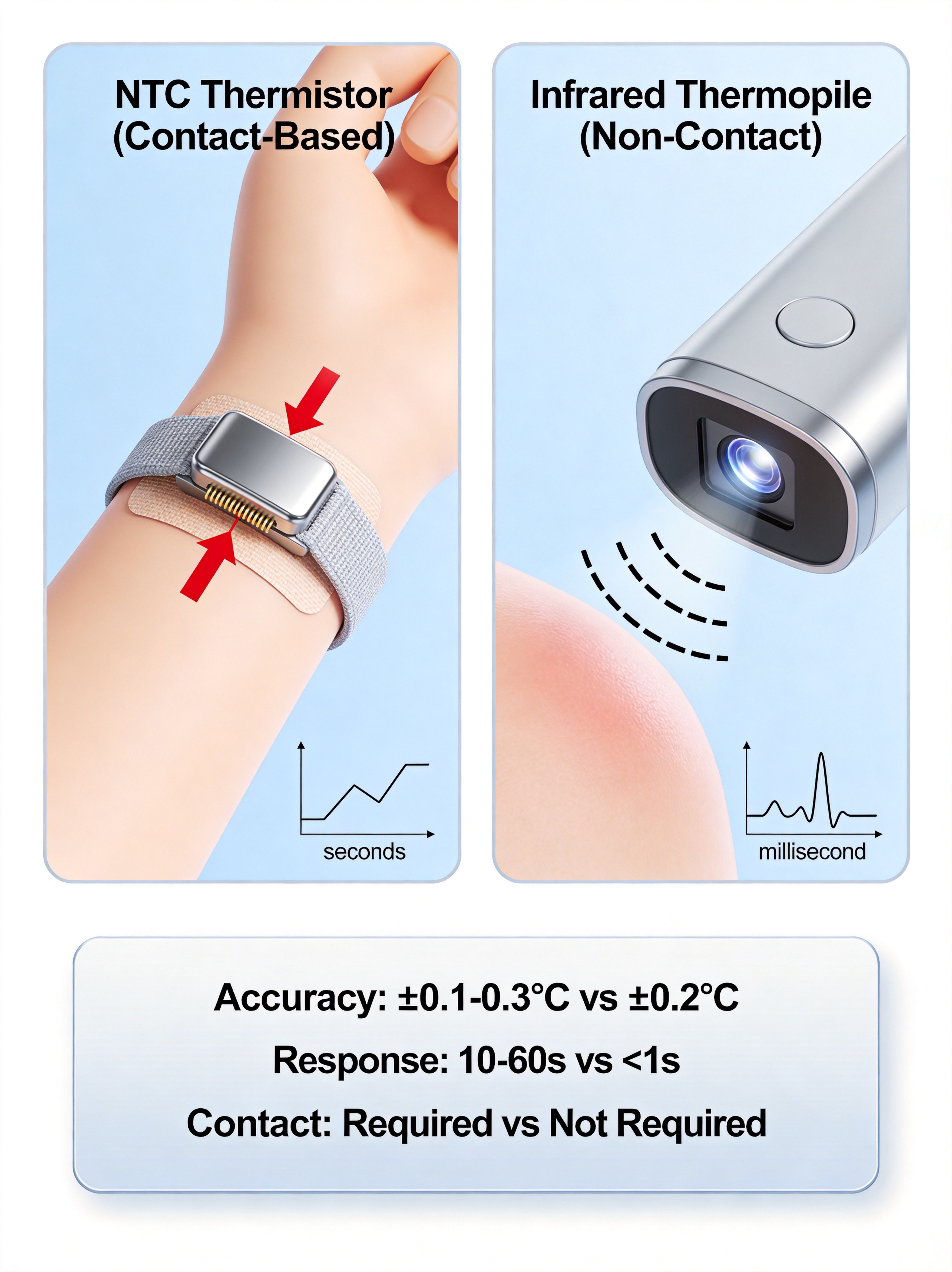 NTC Thermistor vs Infrared Thermopile Technology Comparison