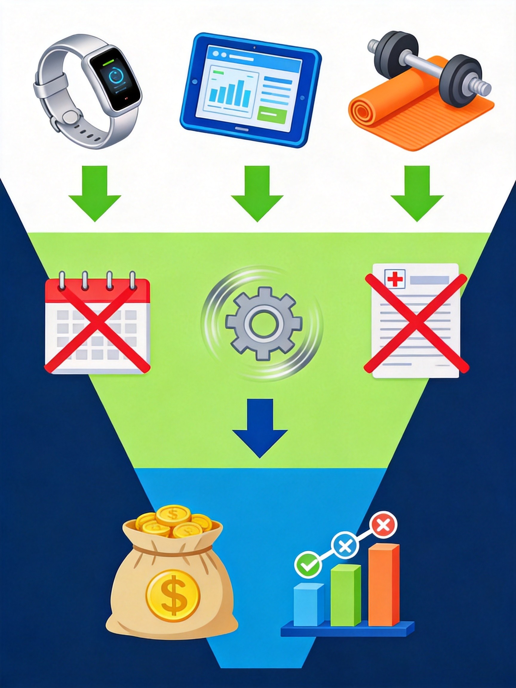 Corporate wellness ROI model investment to return funnel