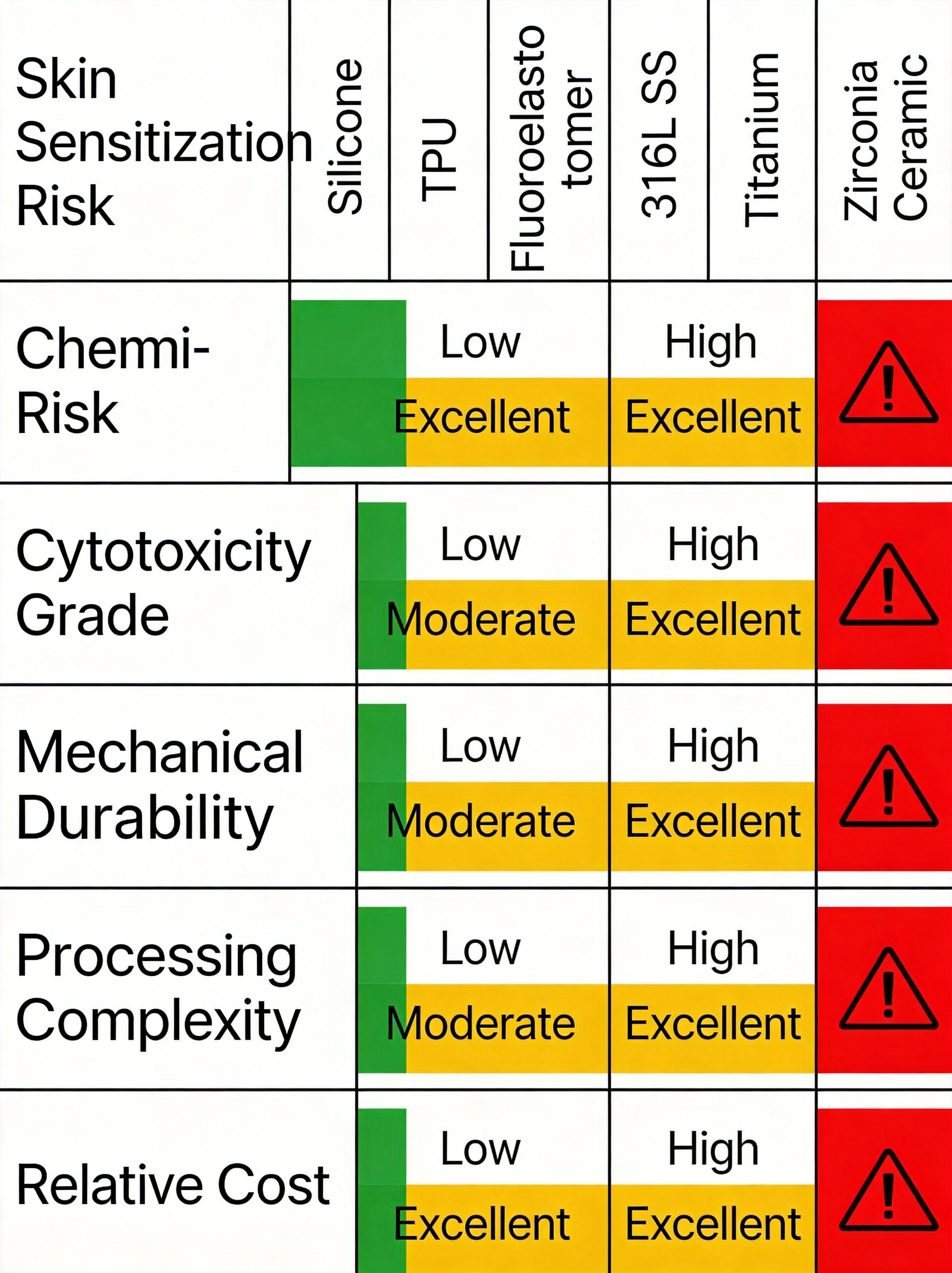 Material Comparison Matrix for Medical Wearables